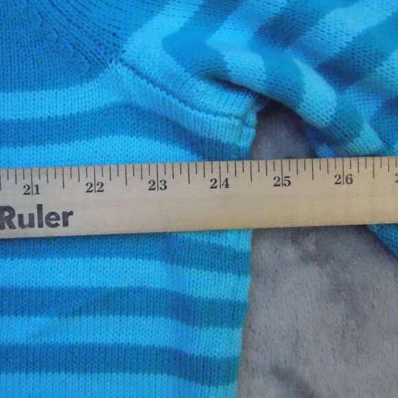 Lane Bryant Sweater Womens 18/20 Teal Blue Striped Casual Plus Size 1/4 Button - Picture 7 of 14